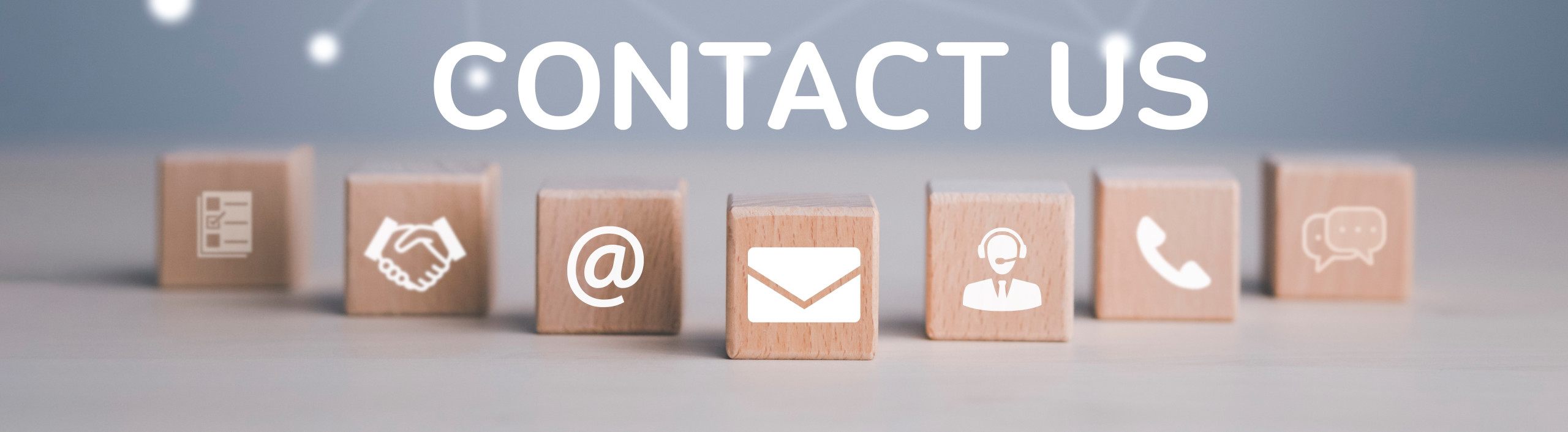 A contact block with an email, phone and address.