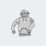 Grey hoodie with drawstring and pouch pocket.