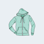 Green hooded sweatshirt with zipper