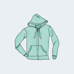 Green hooded sweatshirt with zipper