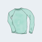 Green long-sleeved shirt with raglan sleeves.