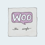 "Woo" single cover with speech bubble.