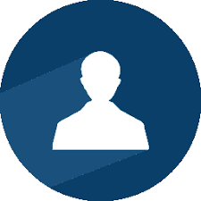 White silhouette of a person on blue.