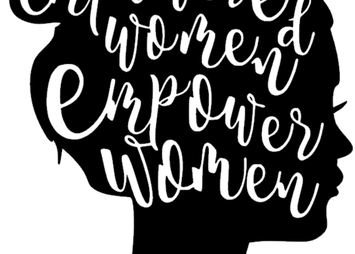 Silhouette of a woman with "empowered women" text.