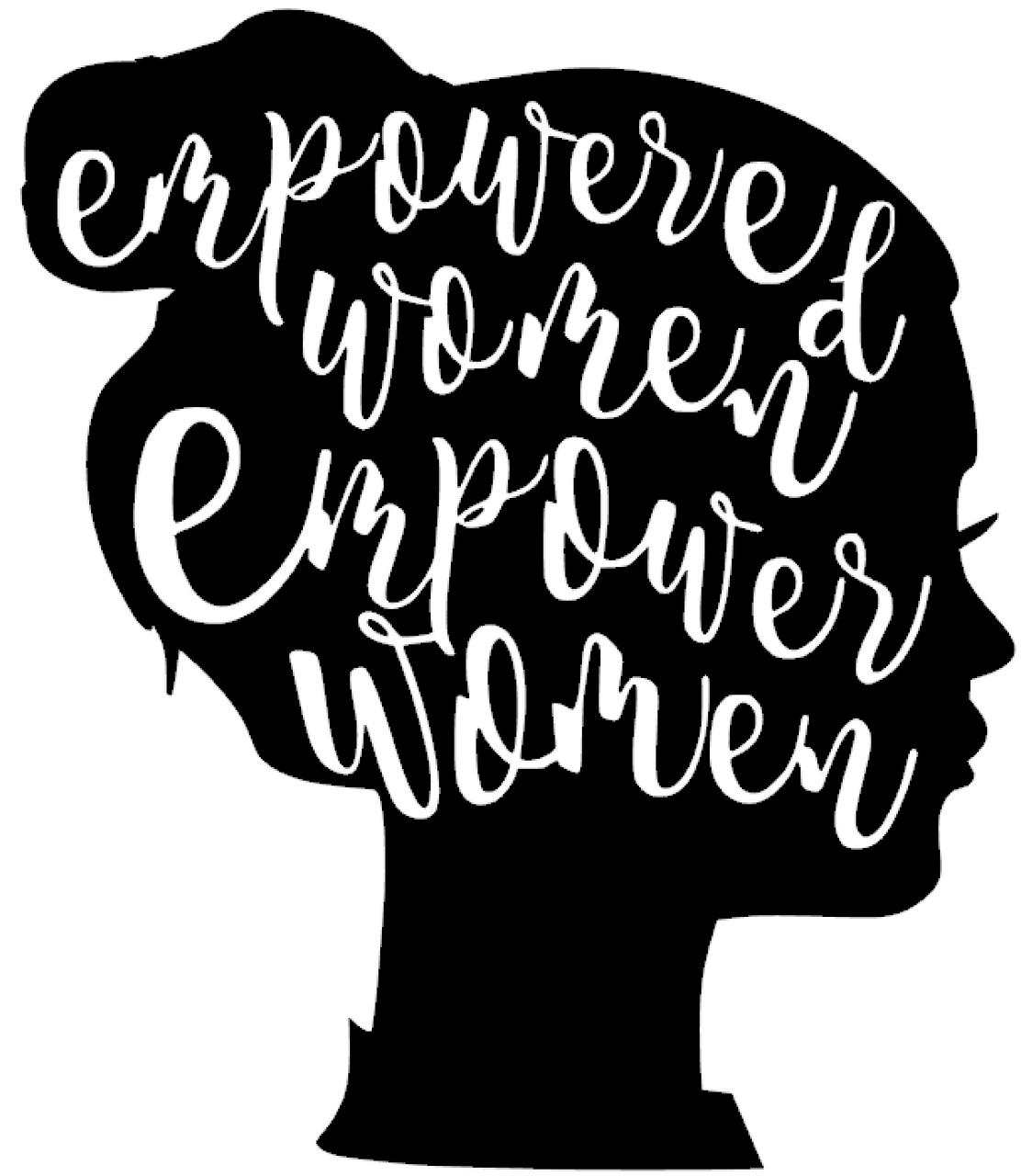 Silhouette of a woman with "empowered women" text.